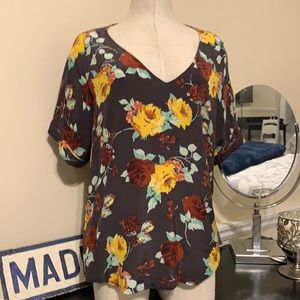 Ella Moss, medium, brown floral 100% silk top